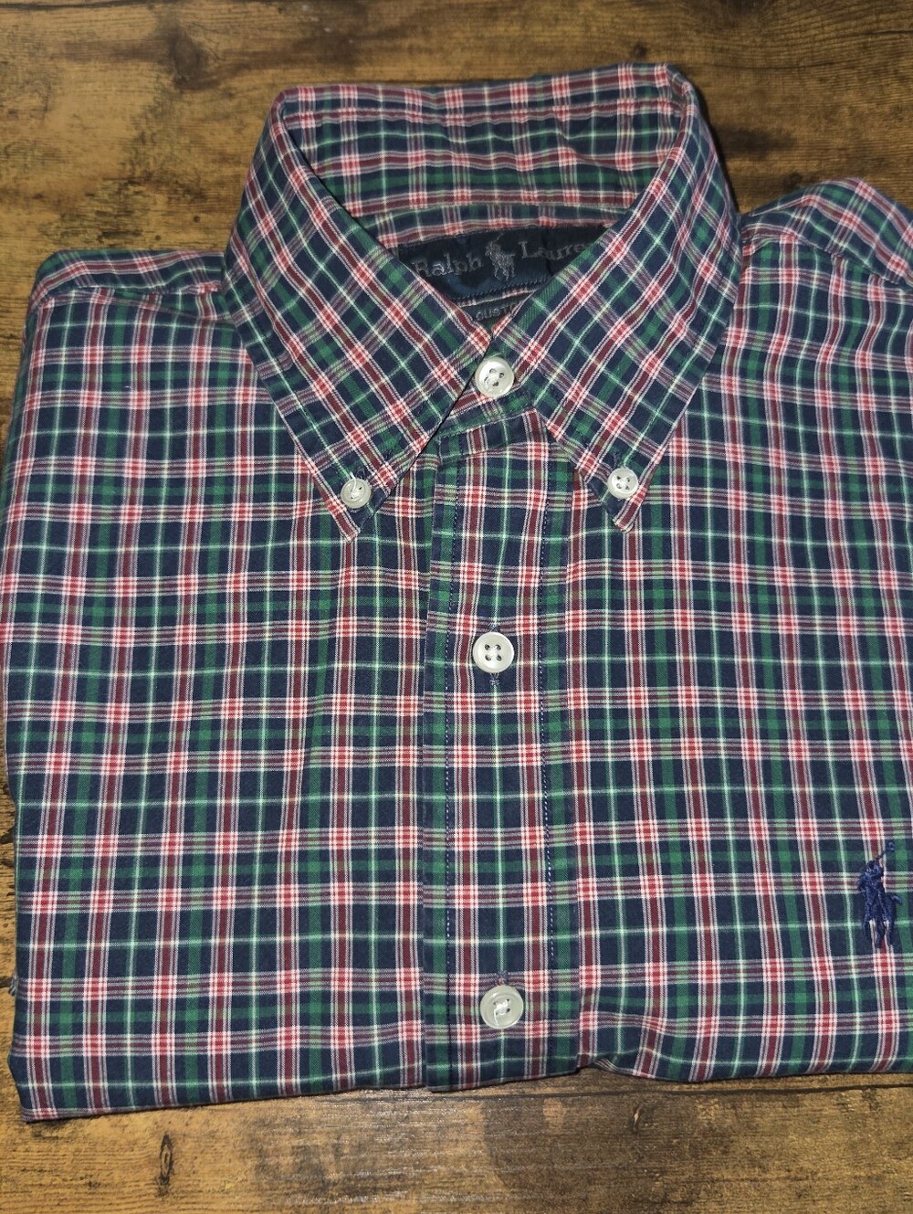 Polo by Ralph Lauren Green Navy Red Plaid‎ Button-Down Shirt